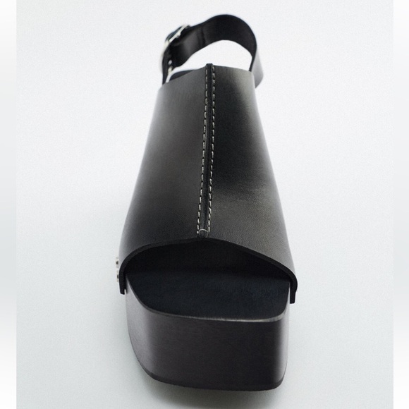 ZARA BLACK PLATFORM STRAP SANDAL CLOGS SZ 6 - Picture 7 of 8